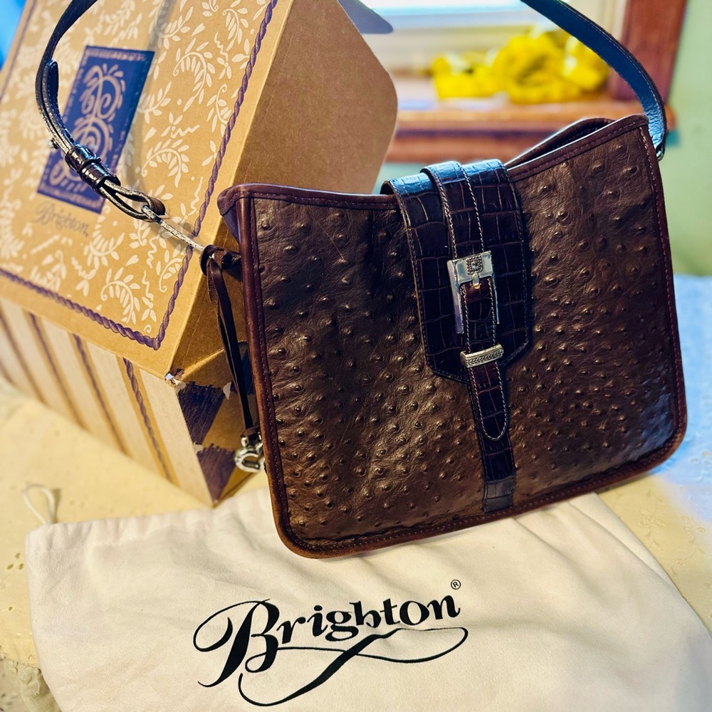 Vintage Brighton Leather Tote with shoulder strap